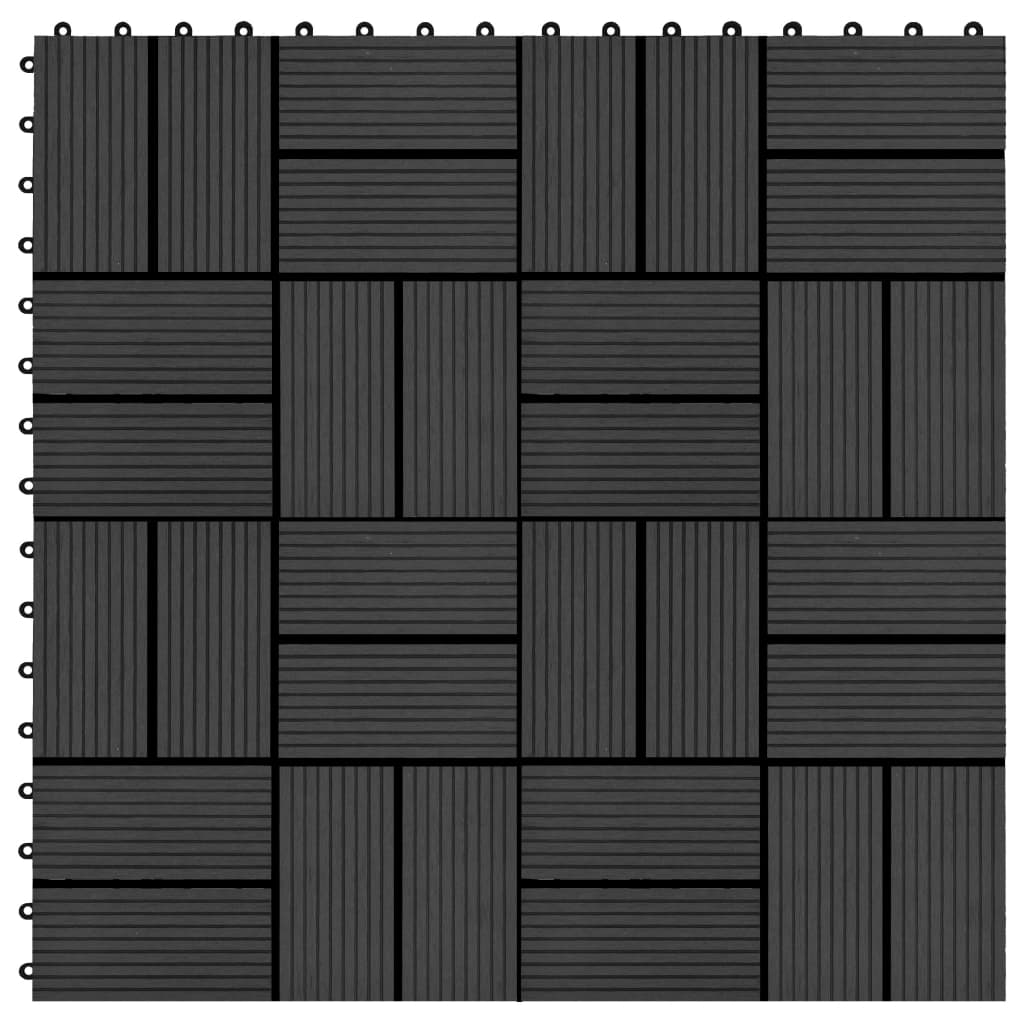 Carreau de terrasse 11 pcs WPC 30 x 30 cm 1 m² Noir