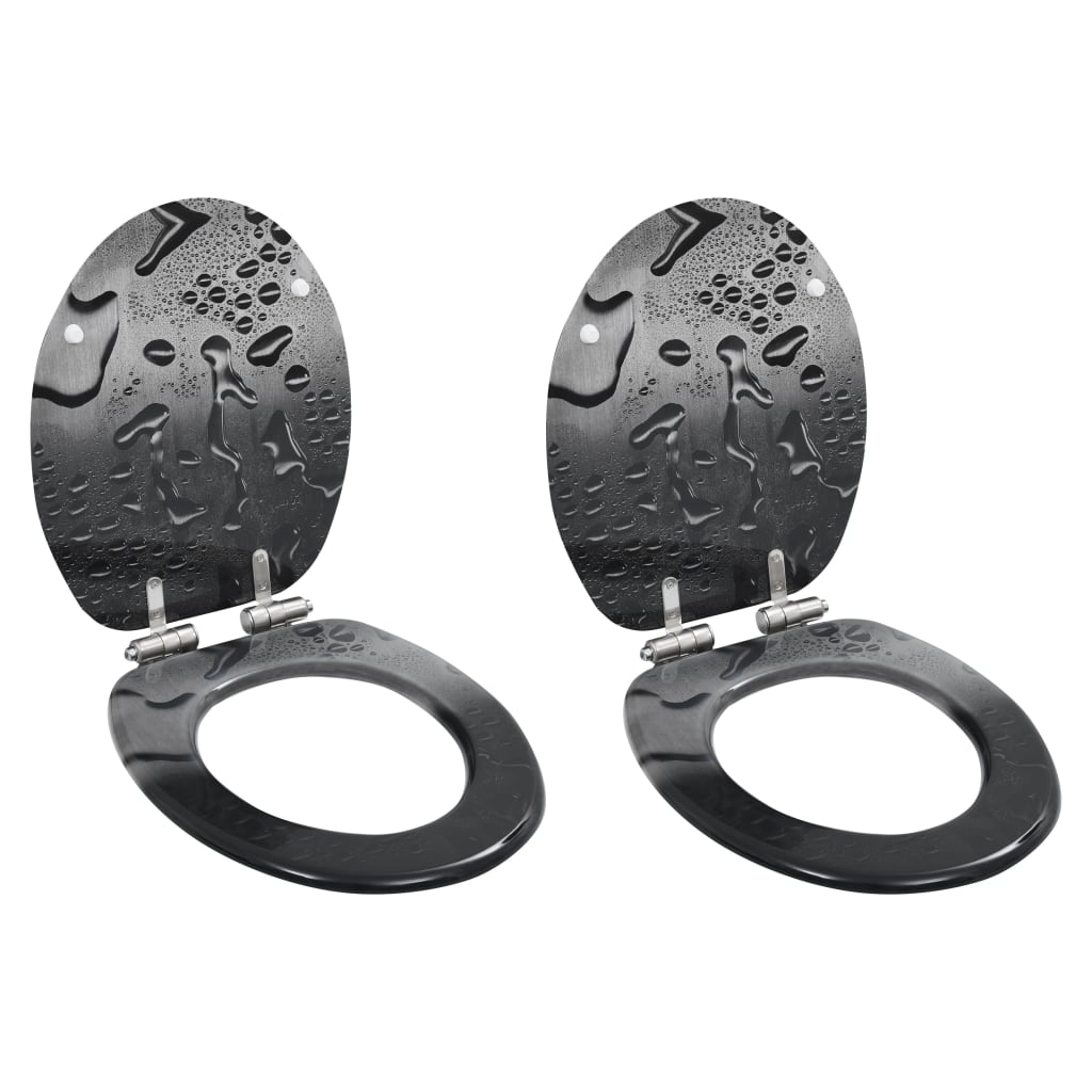 2pcs Siège WC MDF Couvercle à fermeture en douceur Goutte d'eau