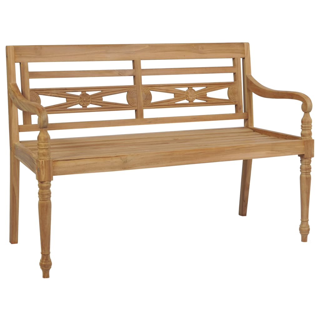 Banc Batavia avec coussin bleu royal 120 cm Bois de teck massif