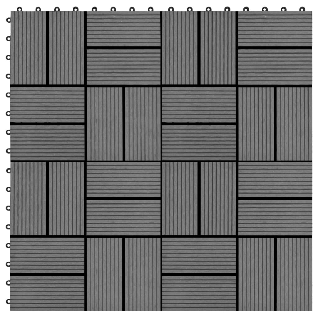 Carreau de terrasse 11 pcs WPC 30 x 30 cm 1 m² Gris