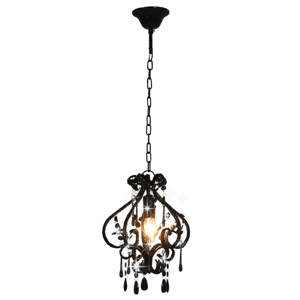 Plafonnier avec perles Noir Rond E14