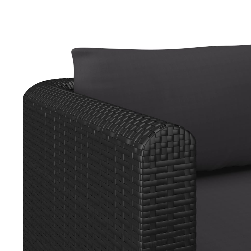Canapés de jardin 4 pcs avec coussins Résine tressée Noir