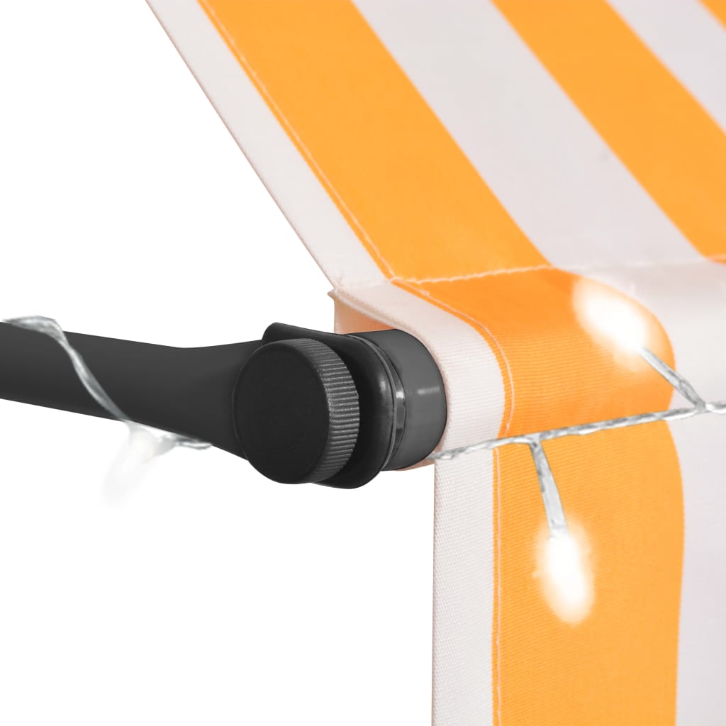 Auvent manuel rétractable avec LED 250 cm Blanc et orange