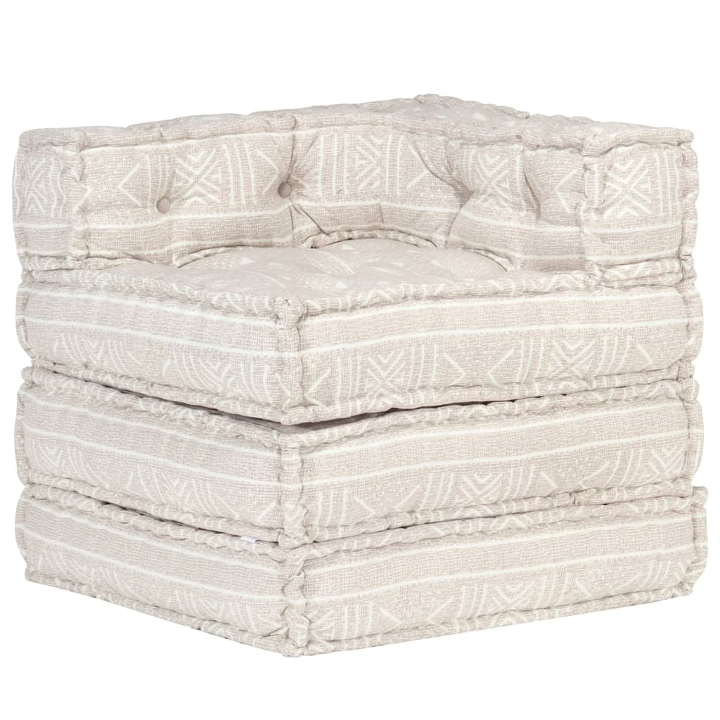Modular Pouffe Beige Fabric