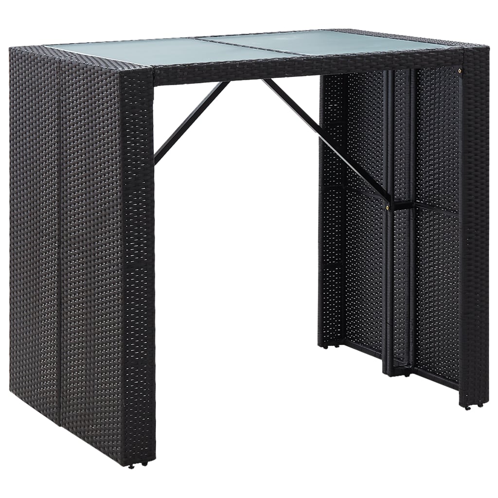 Mobilier de bar d'extérieur 5 pcs Résine tressée et verre Noir