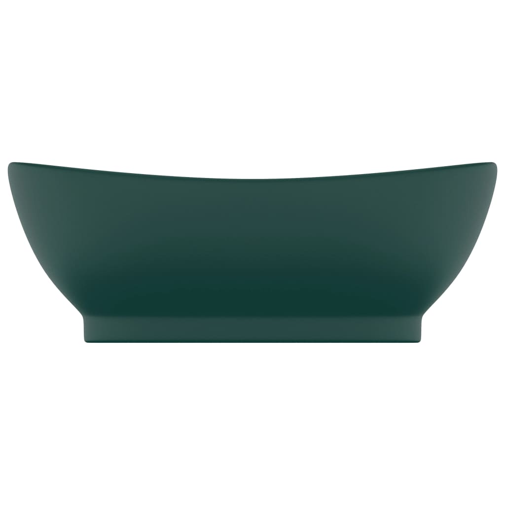Lavabo ovale à trop-plein Vert foncé mat 58,5x39 cm Céramique
