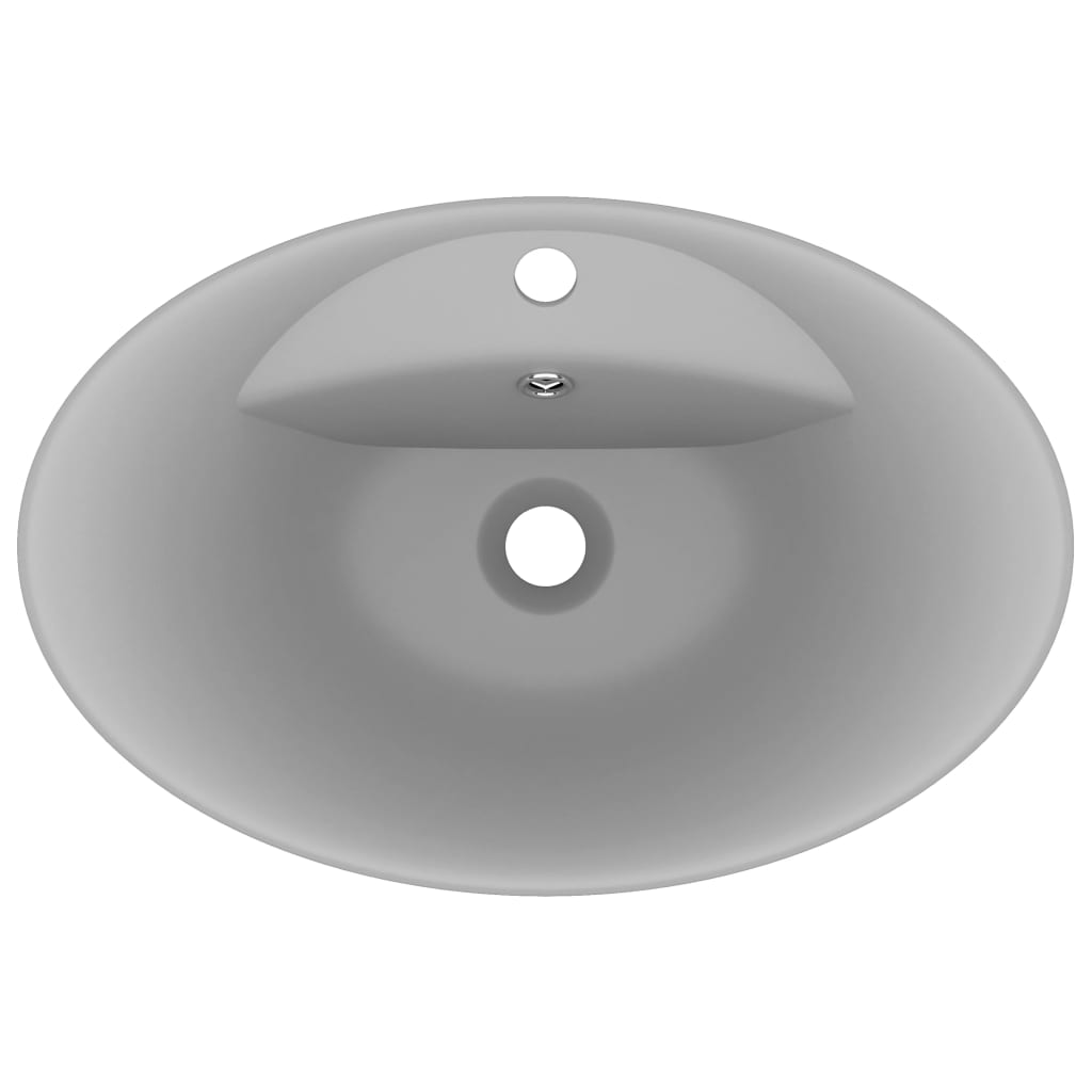 Lavabo ovale à trop-plein Gris clair mat 58,5x39 cm Céramique