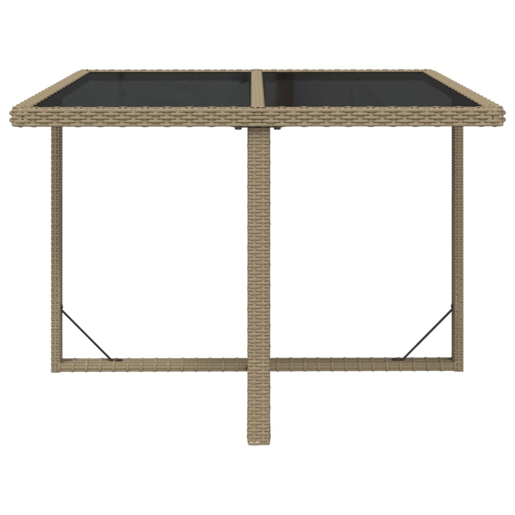 Table de jardin Beige 109x107x74 cm Résine tressée et verre