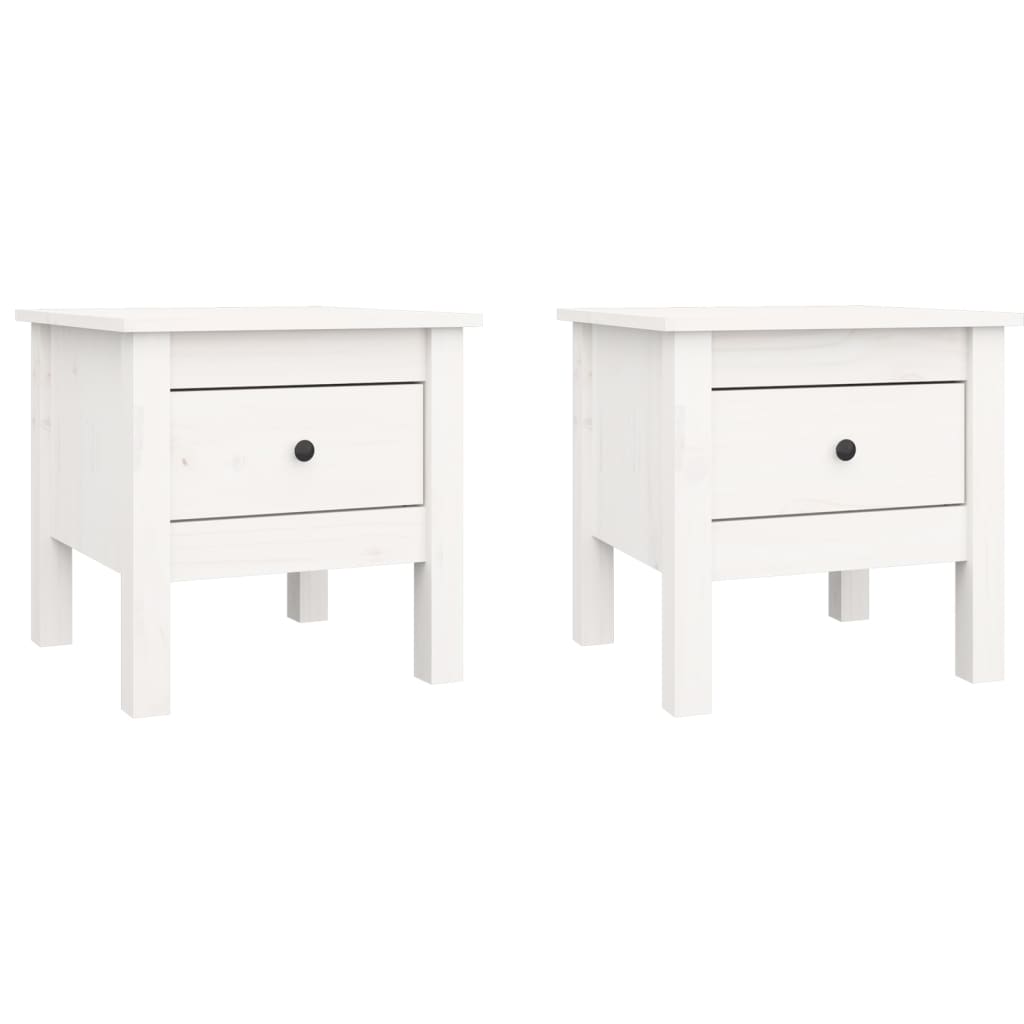 Tables d'appoint 2 pcs Blanc 40x40x39 cm Bois massif de pin