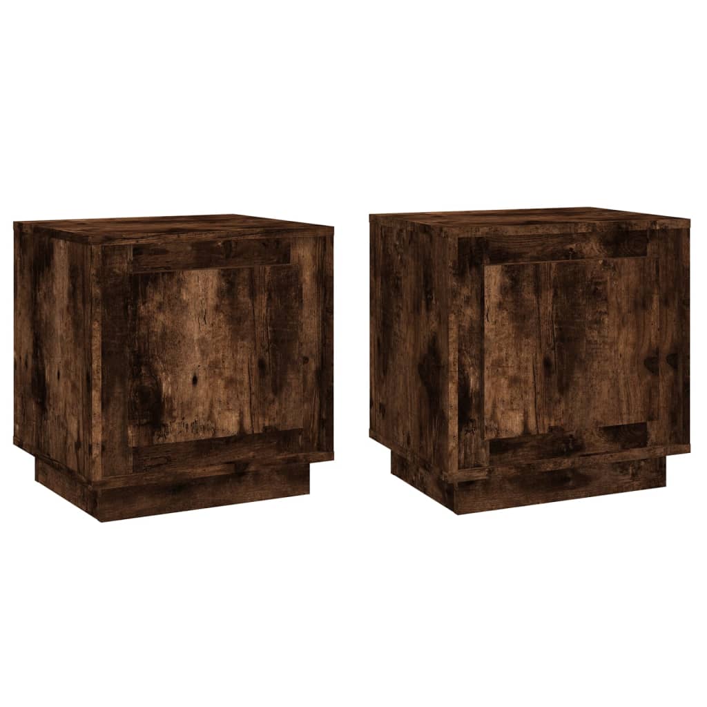 Tables de chevet 2 pcs chêne fumé 44x35x45 cm bois d'ingénierie